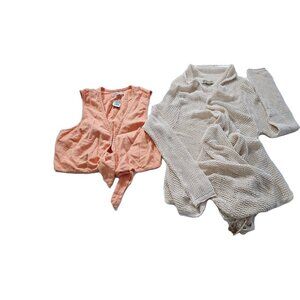 Top Womens L Lot of 2 Abercrombie & Fitch Cropped Democracy Croche Cardigan Boho